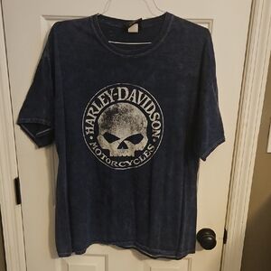 Harley-Davidson Blue Short Sleeve Skull Logo Tee